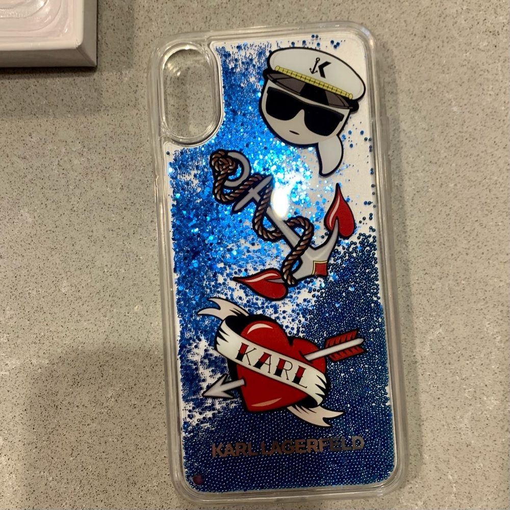 NIB Karl Lagerfeld iPhone X Liquid Glitter Phone Case